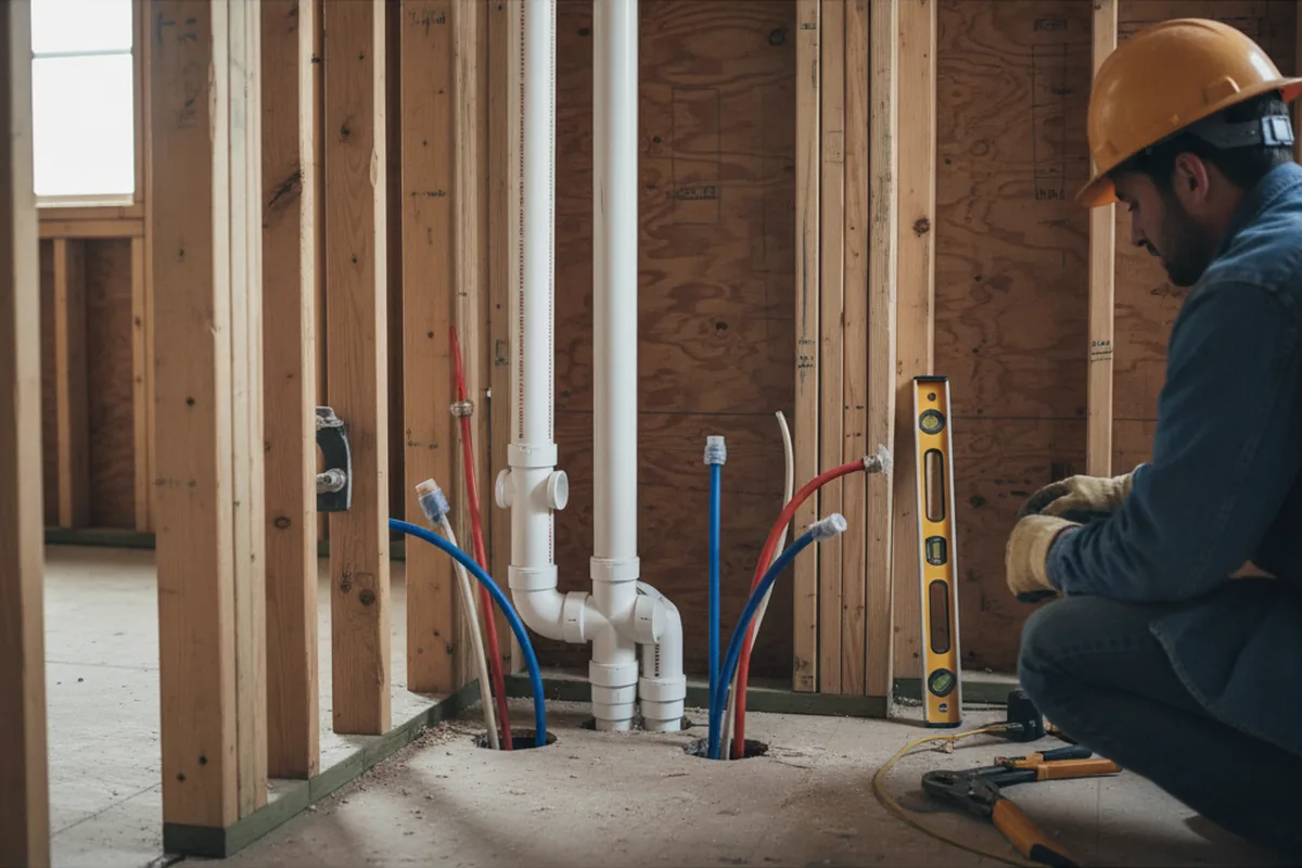 Drain and supply rough-in during Sump Pump Repair in Luttrell