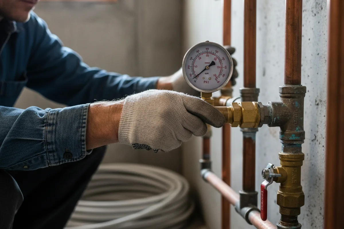 Pressure testing a repaired line during Water Line Repair in Luttrell